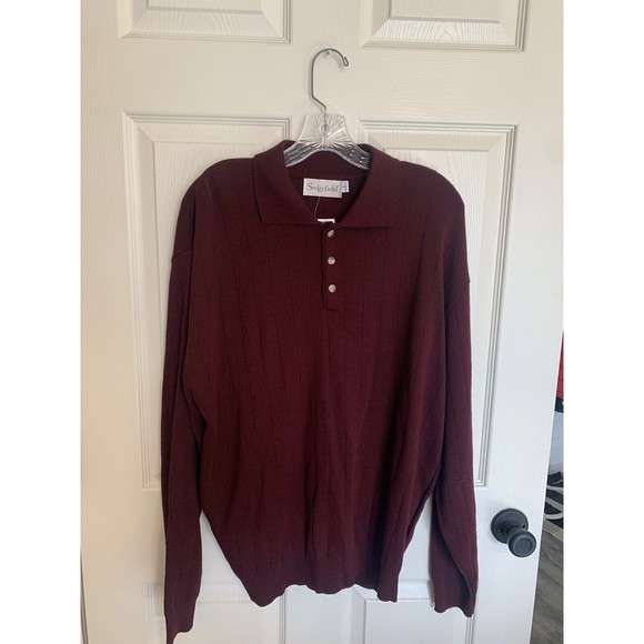 NWT Sedgefield Vintage Large Knit Burgundy Collared Neck Sweater. Made In USA! - Picture 3 of 12